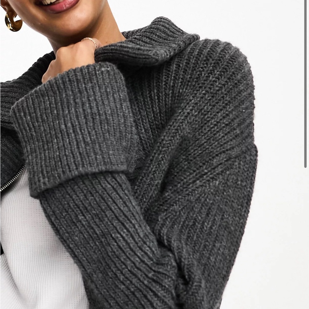 ASOS Gray Ribbed Cardigan - Picture 7 of 9